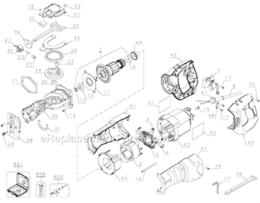 Page A Diagram and Parts List for TV910 Type 1 Black and Decker Reciprocating Saw